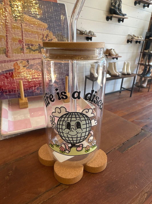 Life Is A Disco 16oz Glass Cup