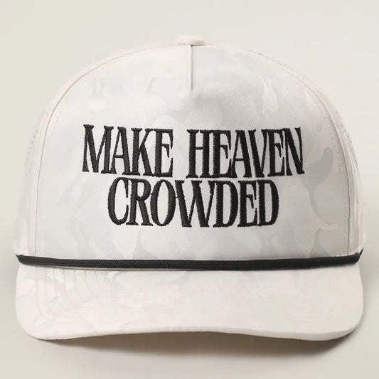 Make Heaven Crowded Embroidered White Camo Trucker Hat