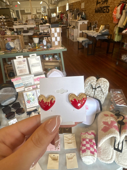 Drippy Heart Studs