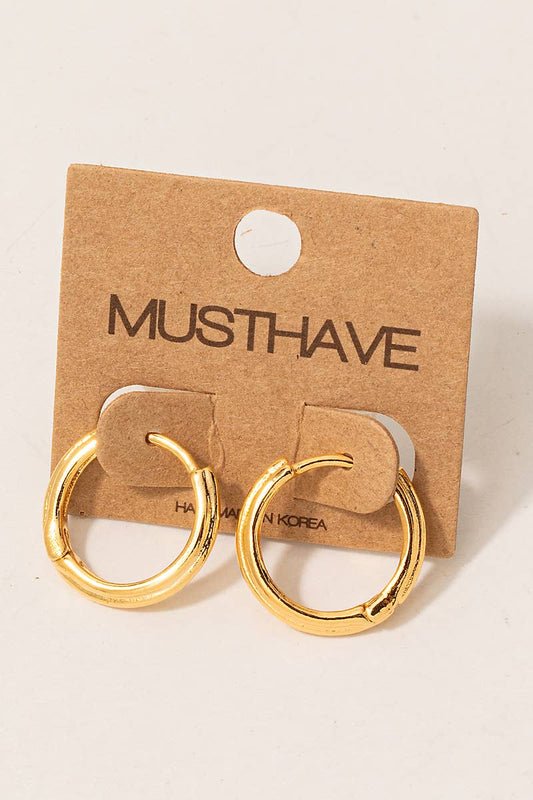 Gold Dipped Simple Hinge Hoop Earrings