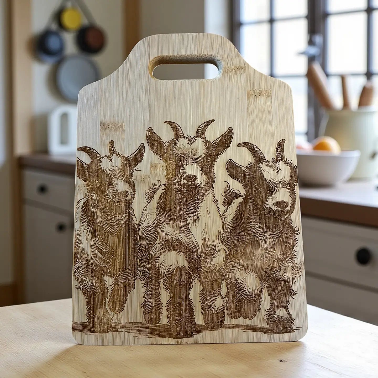 Goat Design Bamboo Cutting, Charcuterie, Cheese Board