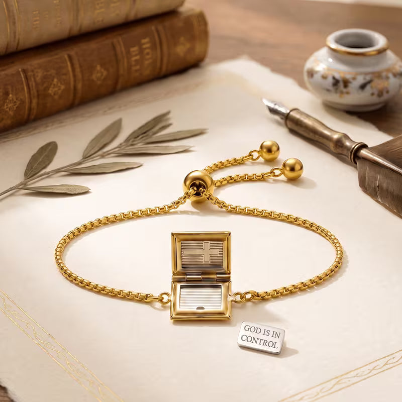 Openable Bible Cross Bracelet - God is in Control