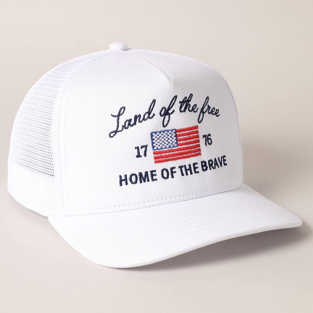 Land Of The Free Embroidery MeshBack Trucker Hat