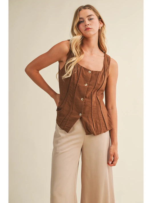 Seamed Pintuck Effect Vest