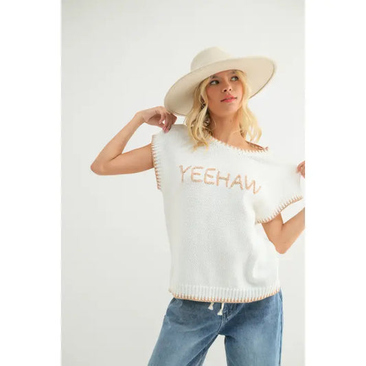 Yeehaw Stitched Sweater Top