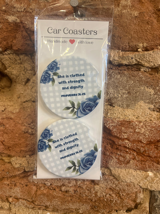 Proverbs 31:25 Car Coasters