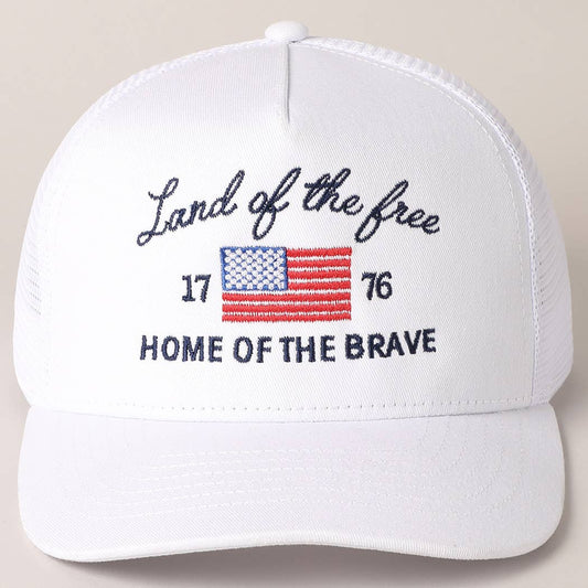 Land Of The Free Embroidery MeshBack Trucker Hat