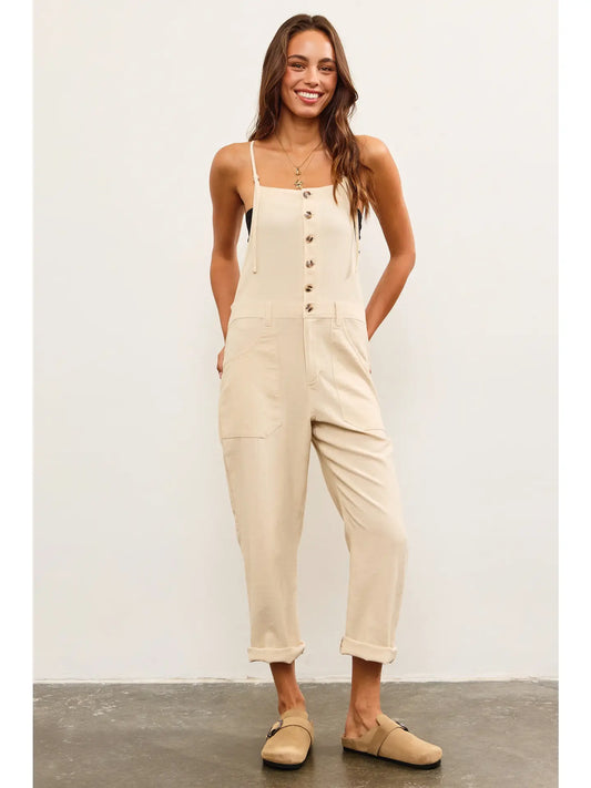 Button Closure Strappy Jumpsuit