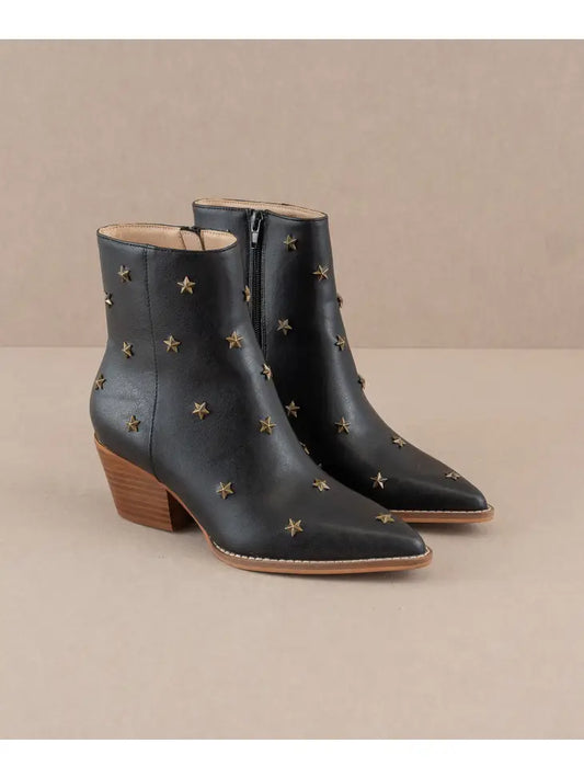 Metal Star Studded Western Boot
