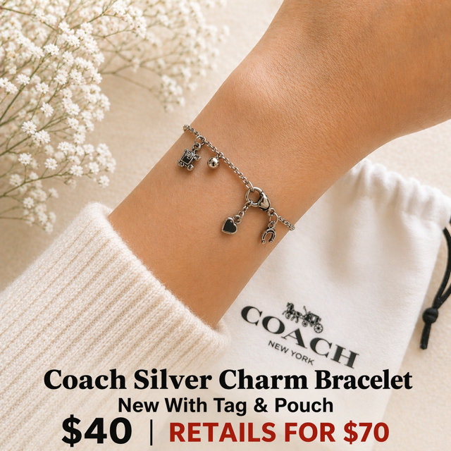 Coach Silver Charm Bracelet NWT