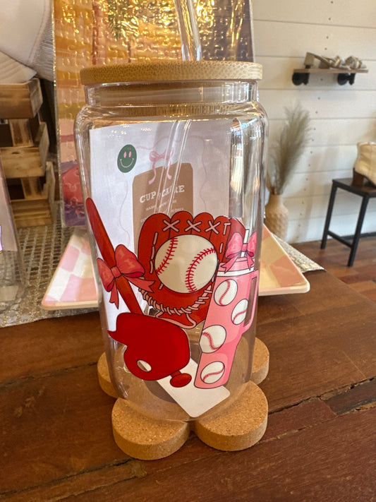 Baseball Things 16oz Glass