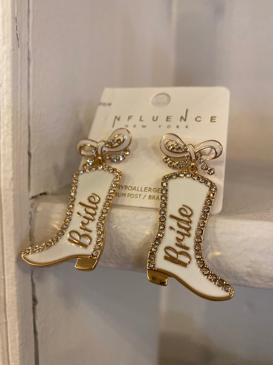 Boots & Bows Bride Earrings
