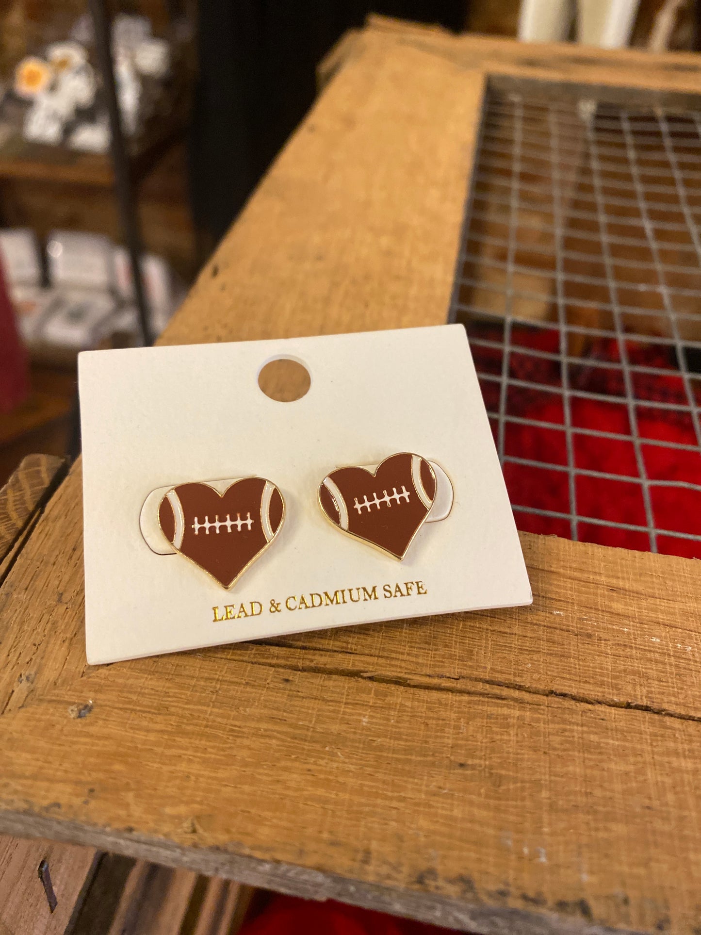 Heart Football Earrings