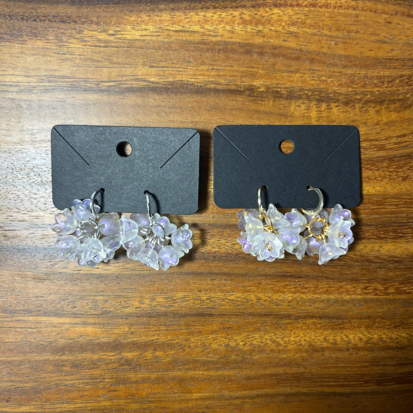 Beaded Flower Bunch Huggie Earrings