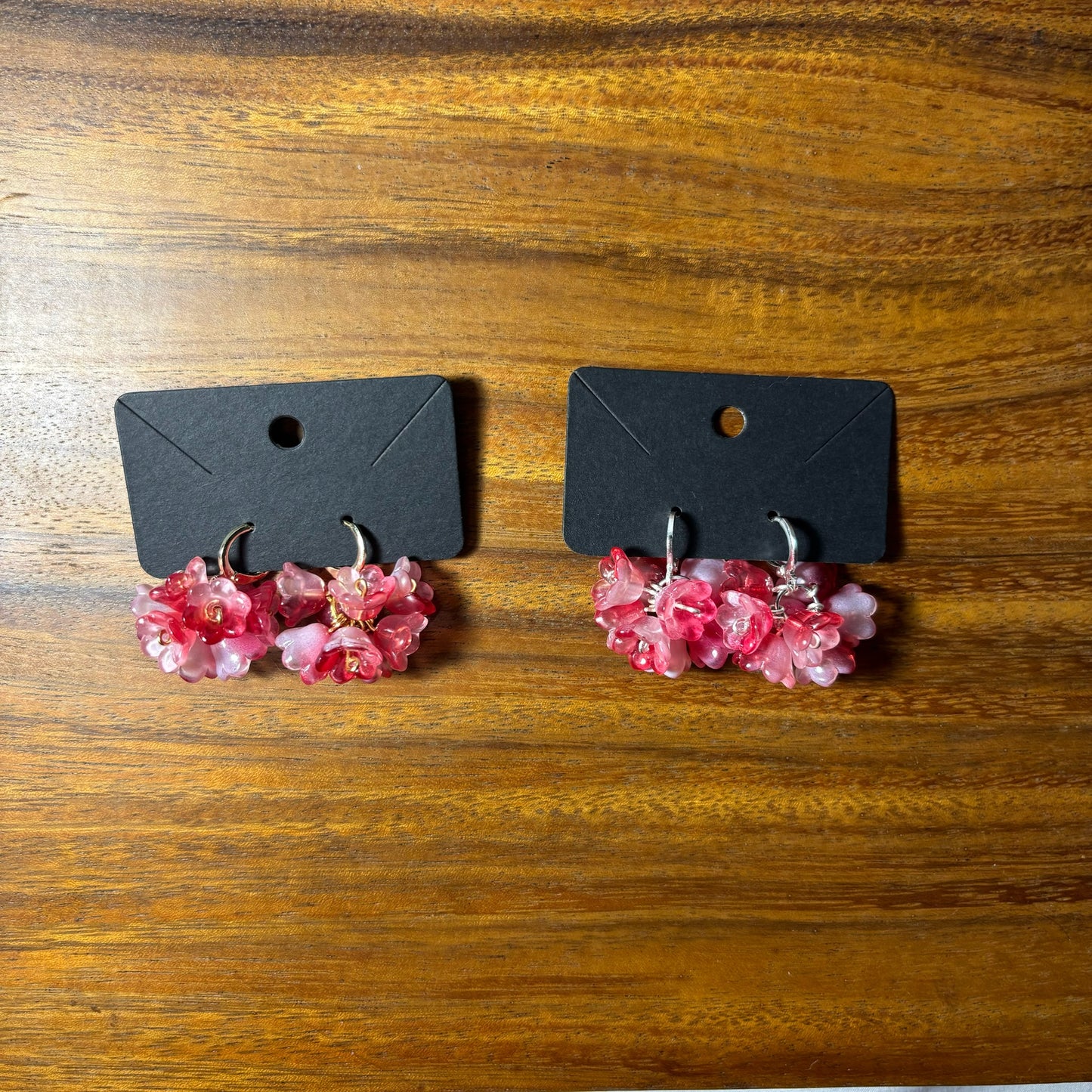 Beaded Flower Bunch Huggie Earrings