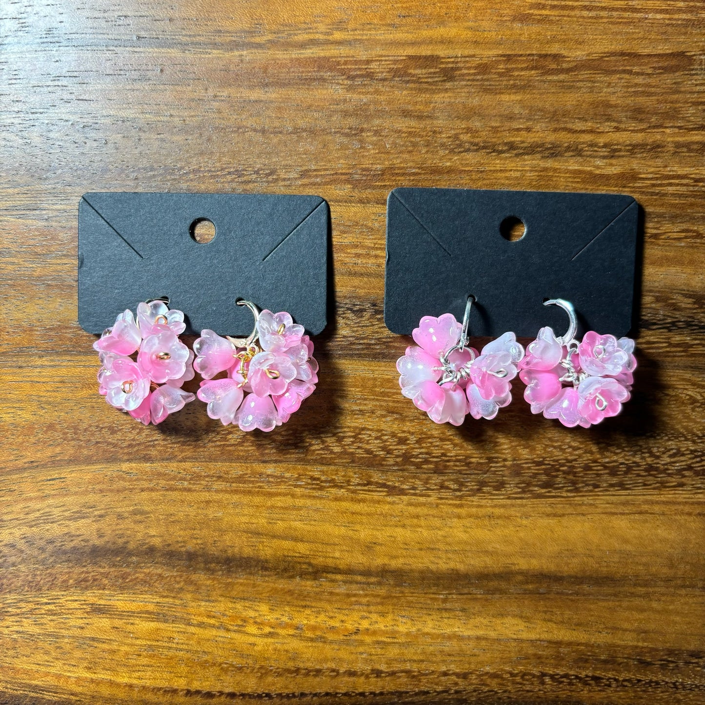 Beaded Flower Bunch Huggie Earrings