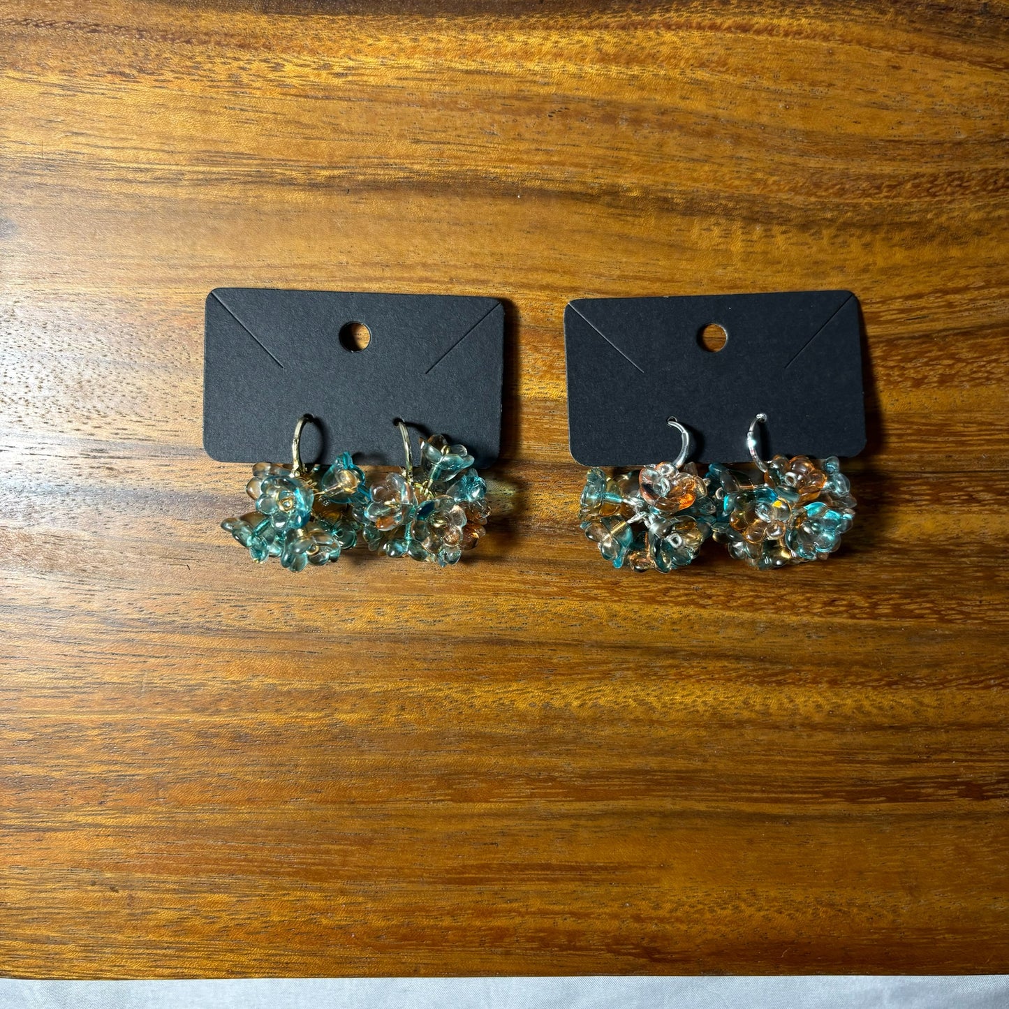 Beaded Flower Bunch Huggie Earrings