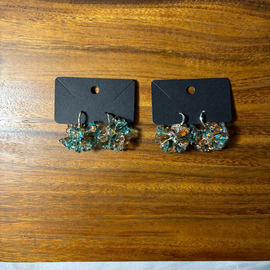 Beaded Flower Bunch Huggie Earrings