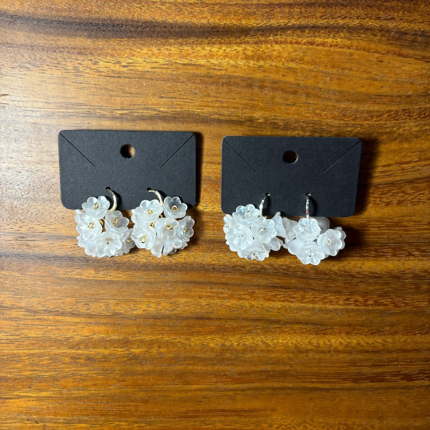 Beaded Flower Bunch Huggie Earrings
