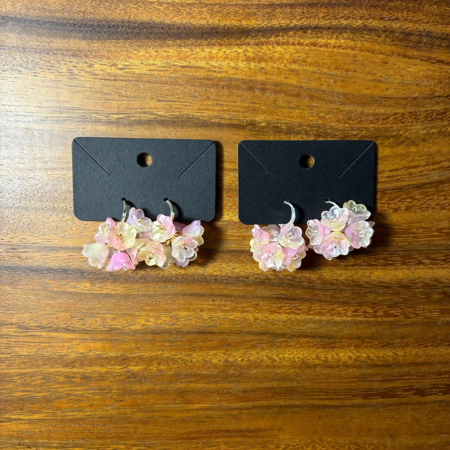 Beaded Flower Bunch Huggie Earrings