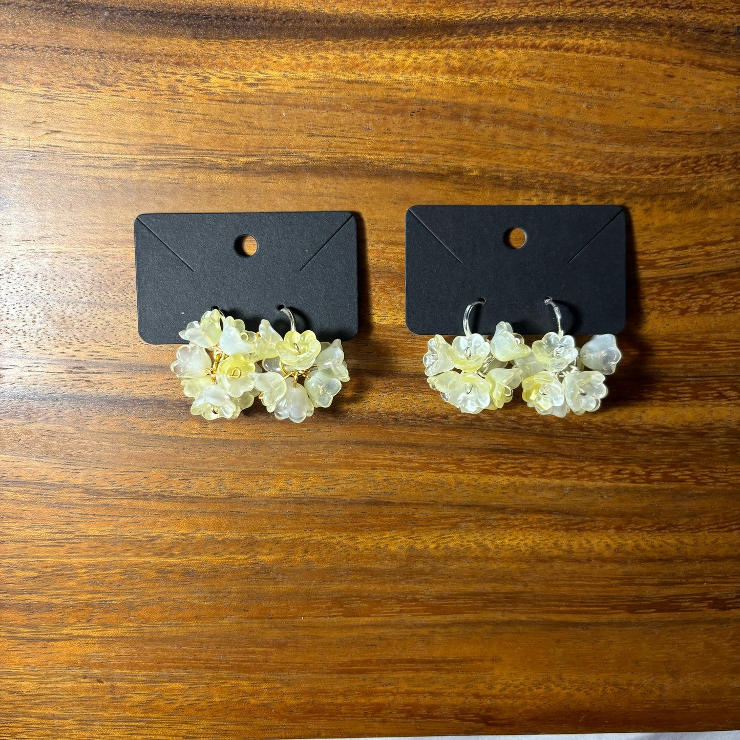 Beaded Flower Bunch Huggie Earrings