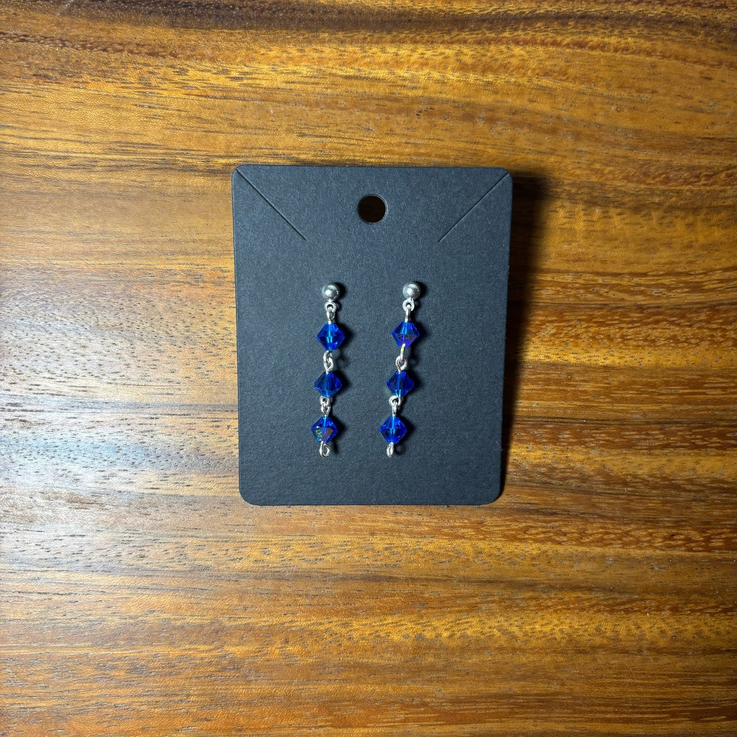 Blue Bicone Beaded Earrings