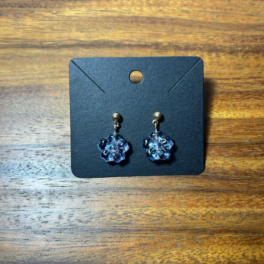 Blue Flower Beaded Earrings