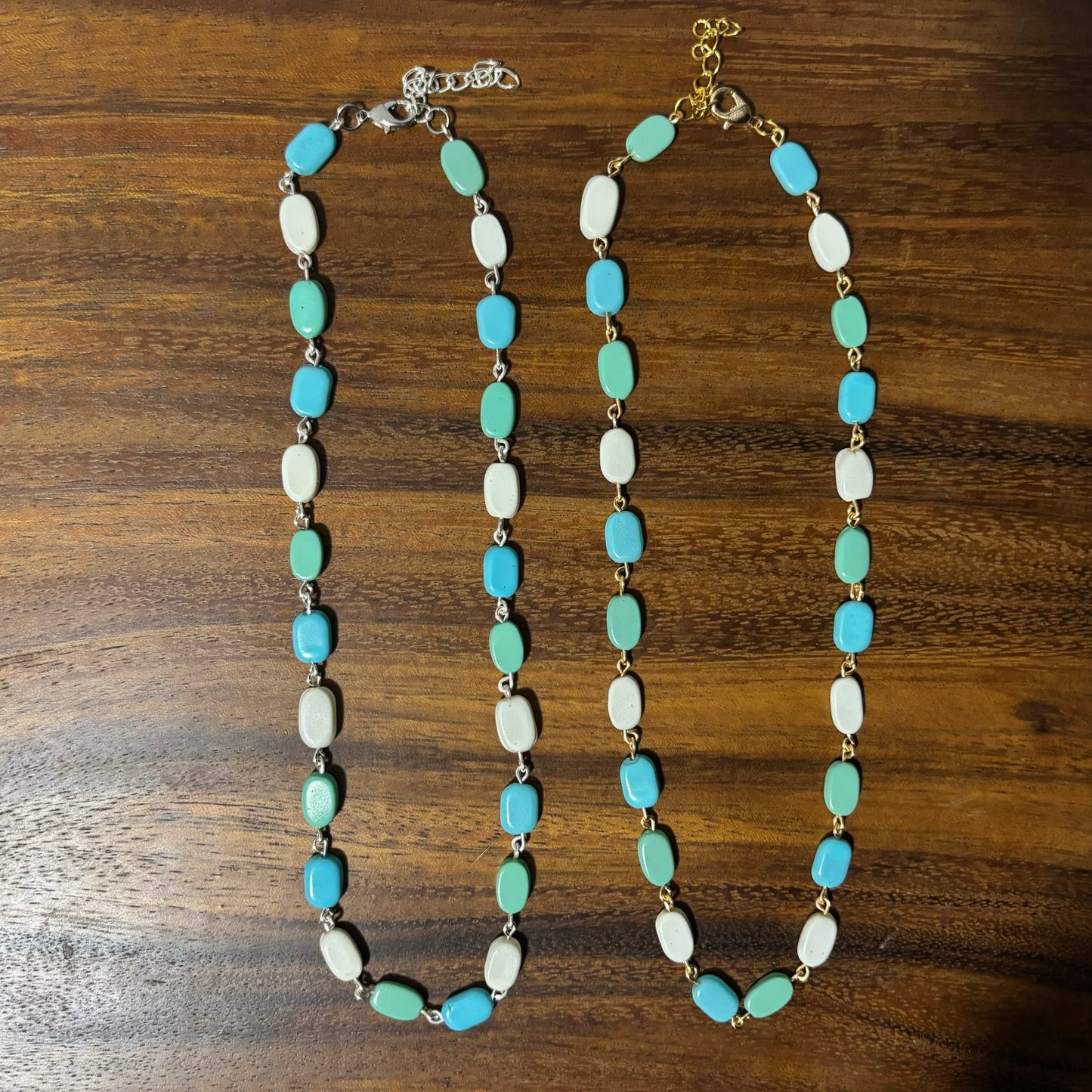Blue, Teal, & Gray Beaded Necklace