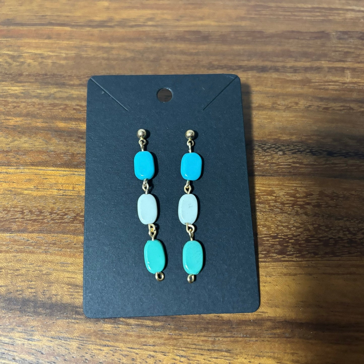 Blue, Teal, & Gray Beaded Earrings