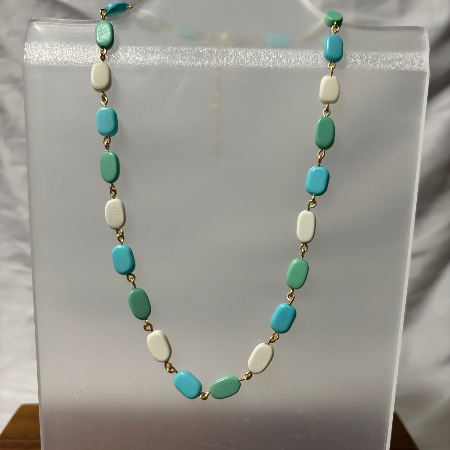 Blue, Teal, & Gray Beaded Necklace
