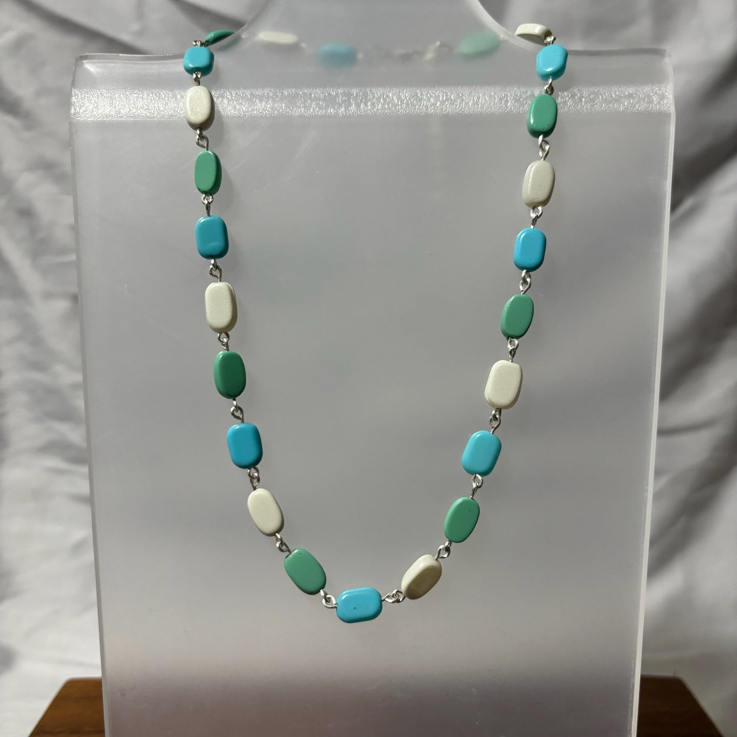 Blue, Teal, & Gray Beaded Necklace