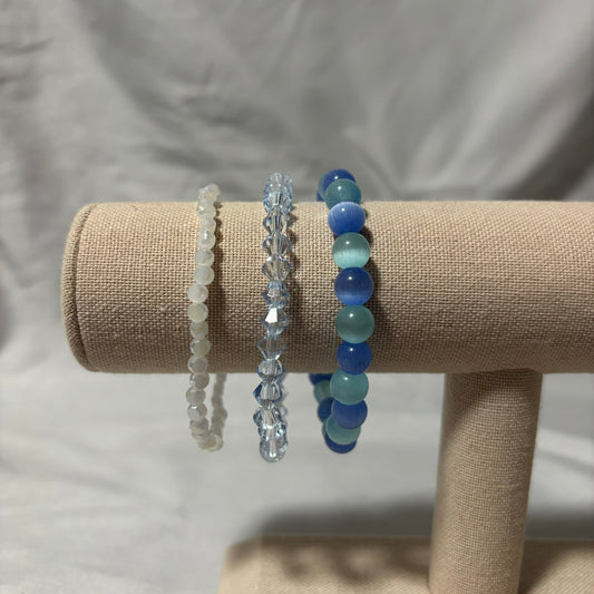 Blue and Ivory Bracelet Set