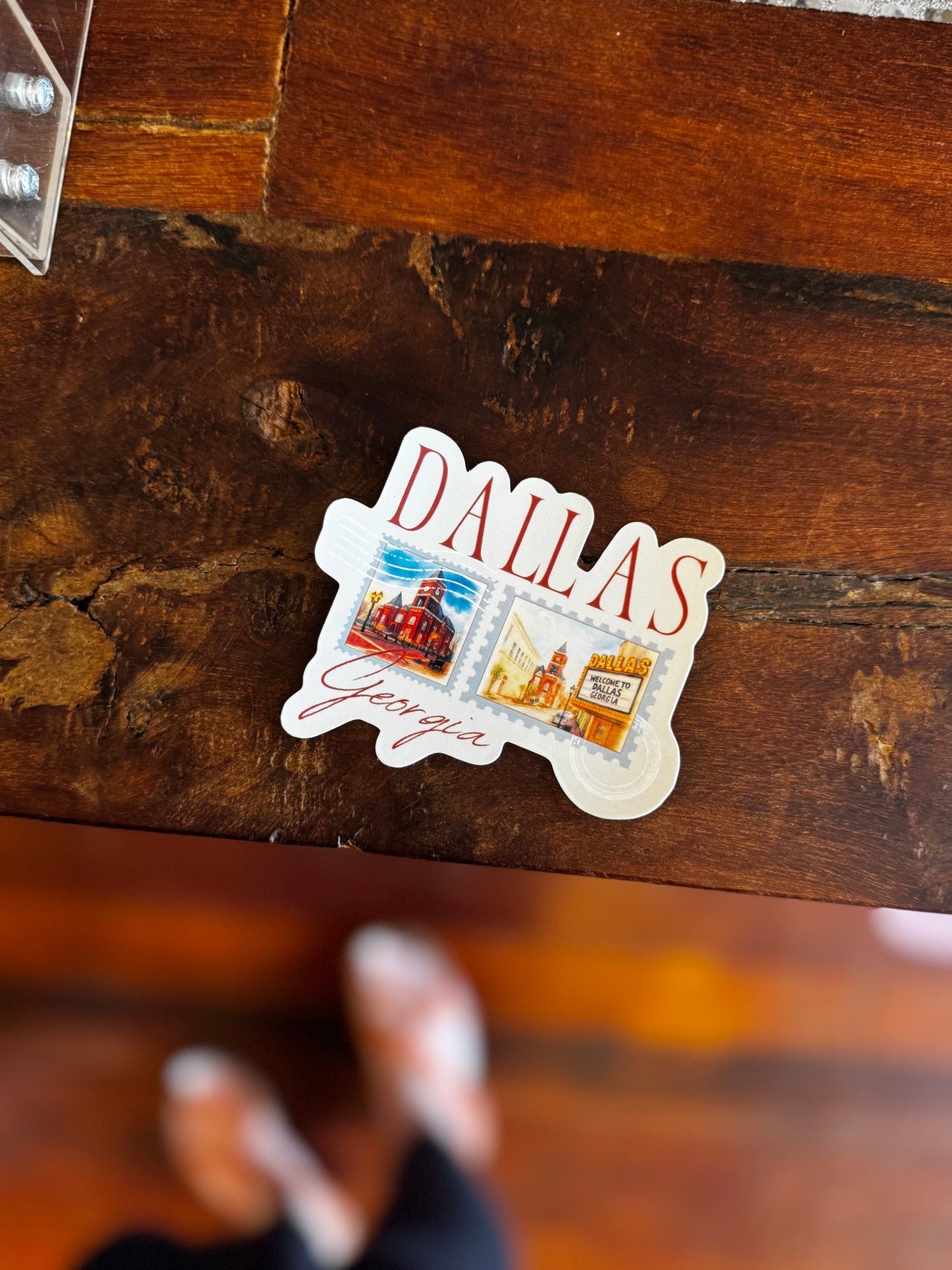 Dallas Georgia Stamp Style Water Resistant Sticker