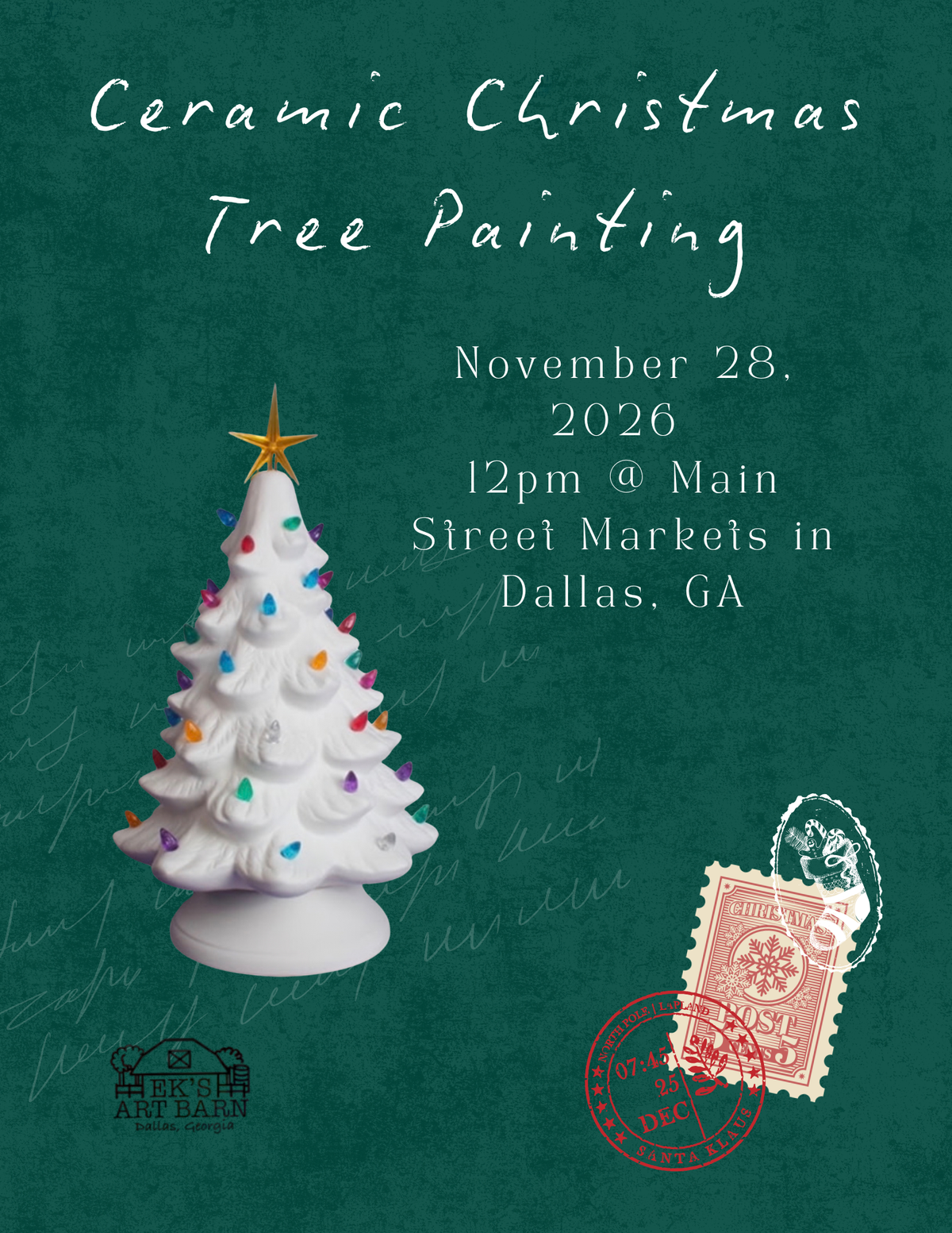 11/28/26 Ceramic Christmas Tree Painting - Dallas, GA