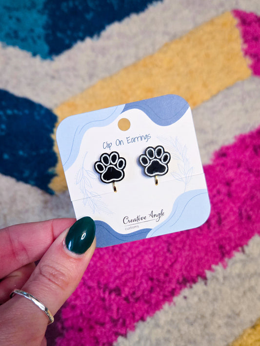Paw Print Clip On Earrings