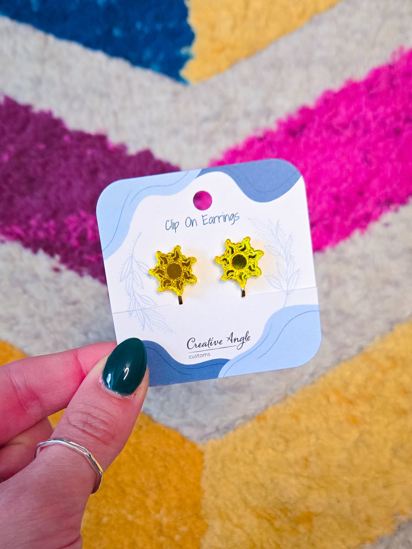 Sun Clip On Earrings