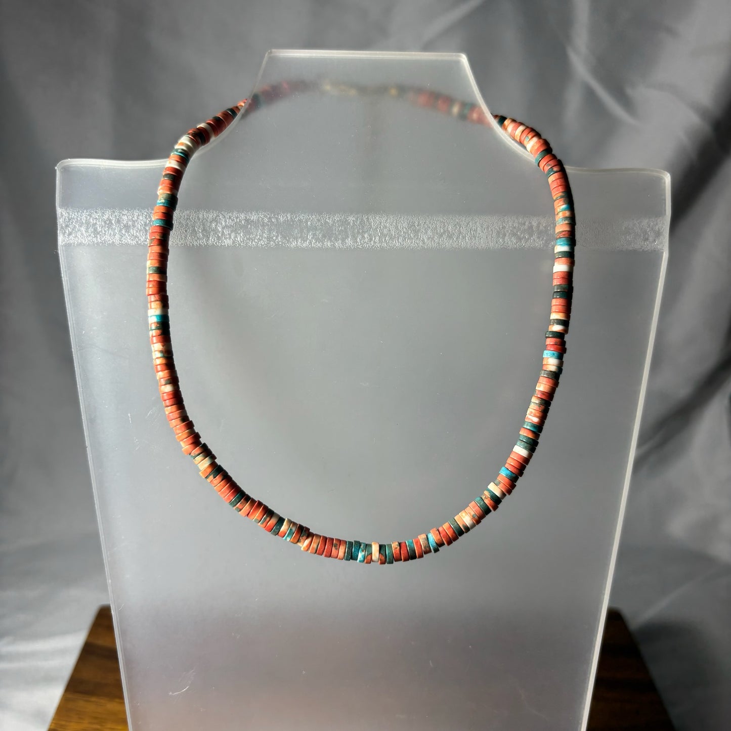 Coral & Teal Shell Beaded Necklace