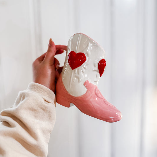 Cowgirl Hearts Boot Ceramic Hand Painted Mug