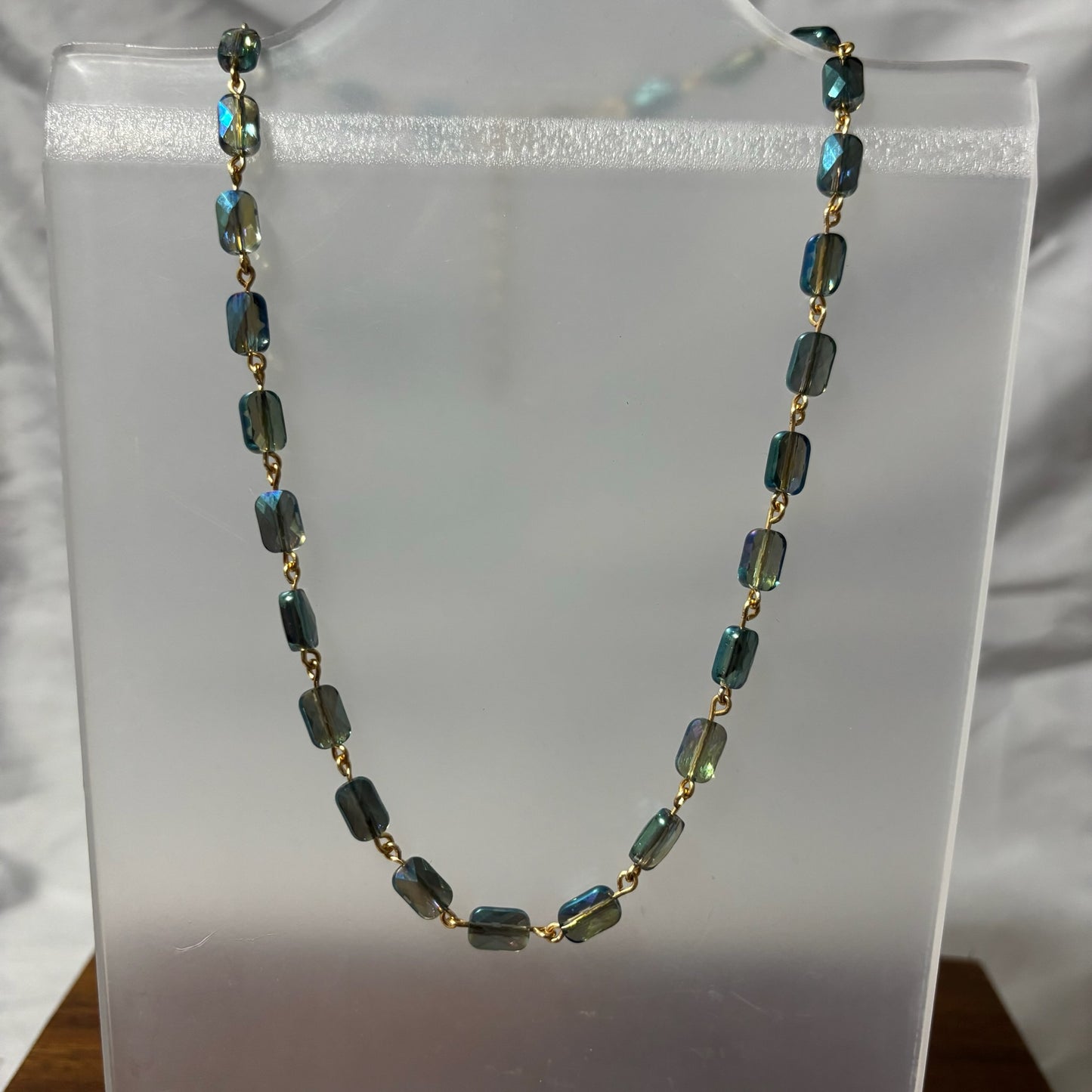 Dark Blue-Green Beaded Necklace