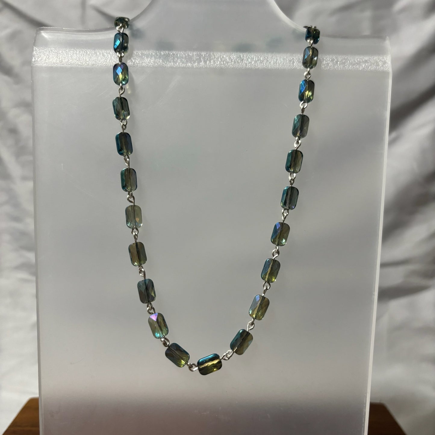 Dark Blue-Green Beaded Necklace