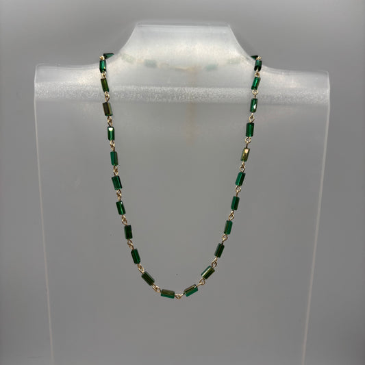 Dark Green Rectangle Beaded Chokers
