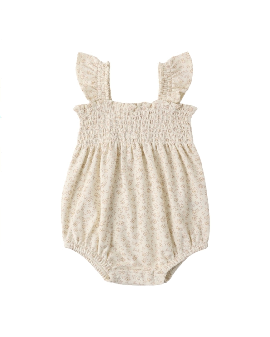Ditsy Smocked Ruffle Sleeve Romper