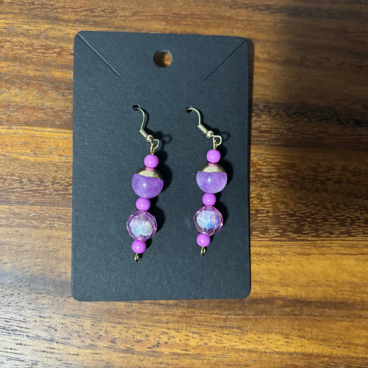 Dyed Purple Jasper Beaded Earrings