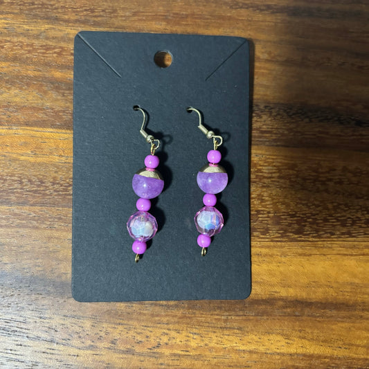 Dyed Purple Jasper Beaded Earrings