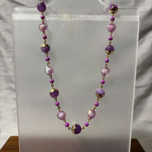 Dyed Purple Jasper Beaded Necklace