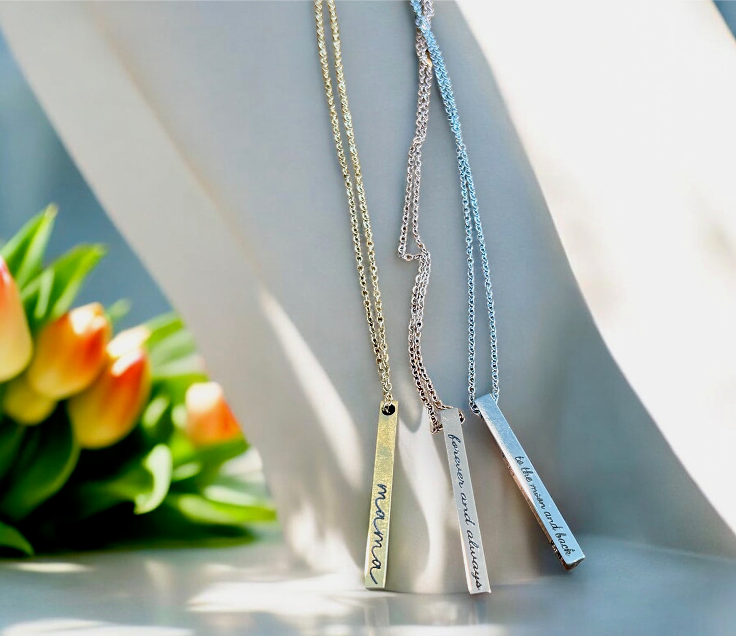 3D Bar Engraved Necklace