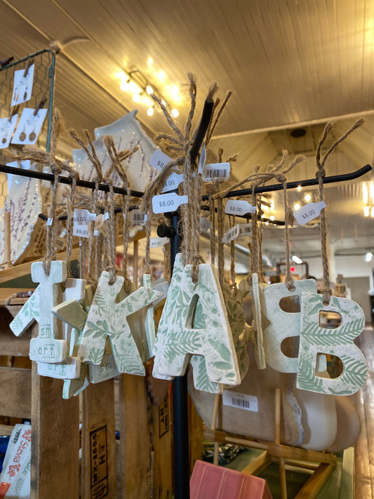 Handmade Pottery - Letter Ornaments