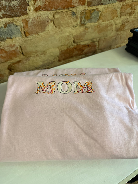 Mom Patchwork Embroidered T-shirt