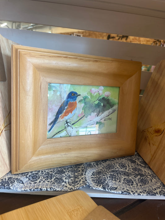 Framed Bluebird Watercolor