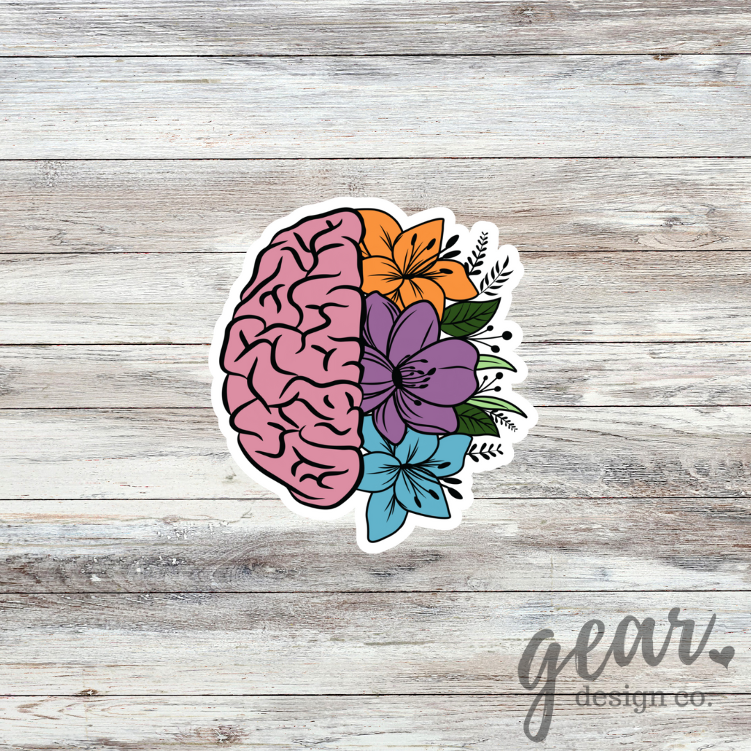 Floral Brain Sticker